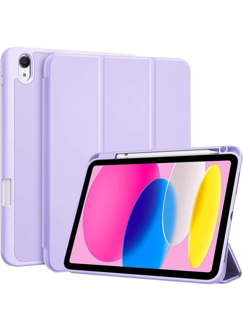 Case for iPad A16 2025 11th Generation 11 Inch/iPad 10th Generation 2022 10.9 Inch with Pencil Holder Durable PU Leather Flexible TPU Back Drop Resistant Protective Case Auto Wake/Sleep (Light Purple) - Image 1